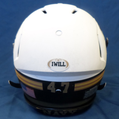 Game Worn Navy Football Summer White Helmet - #47